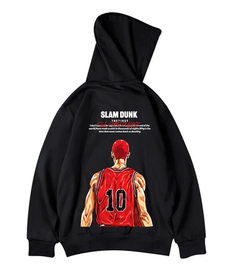 M-8XL Hoodie Men's Large Hoodie Loose and Fashionable Japanese Super Pop Anime Dunk Print Long Sleeve Double Shirt