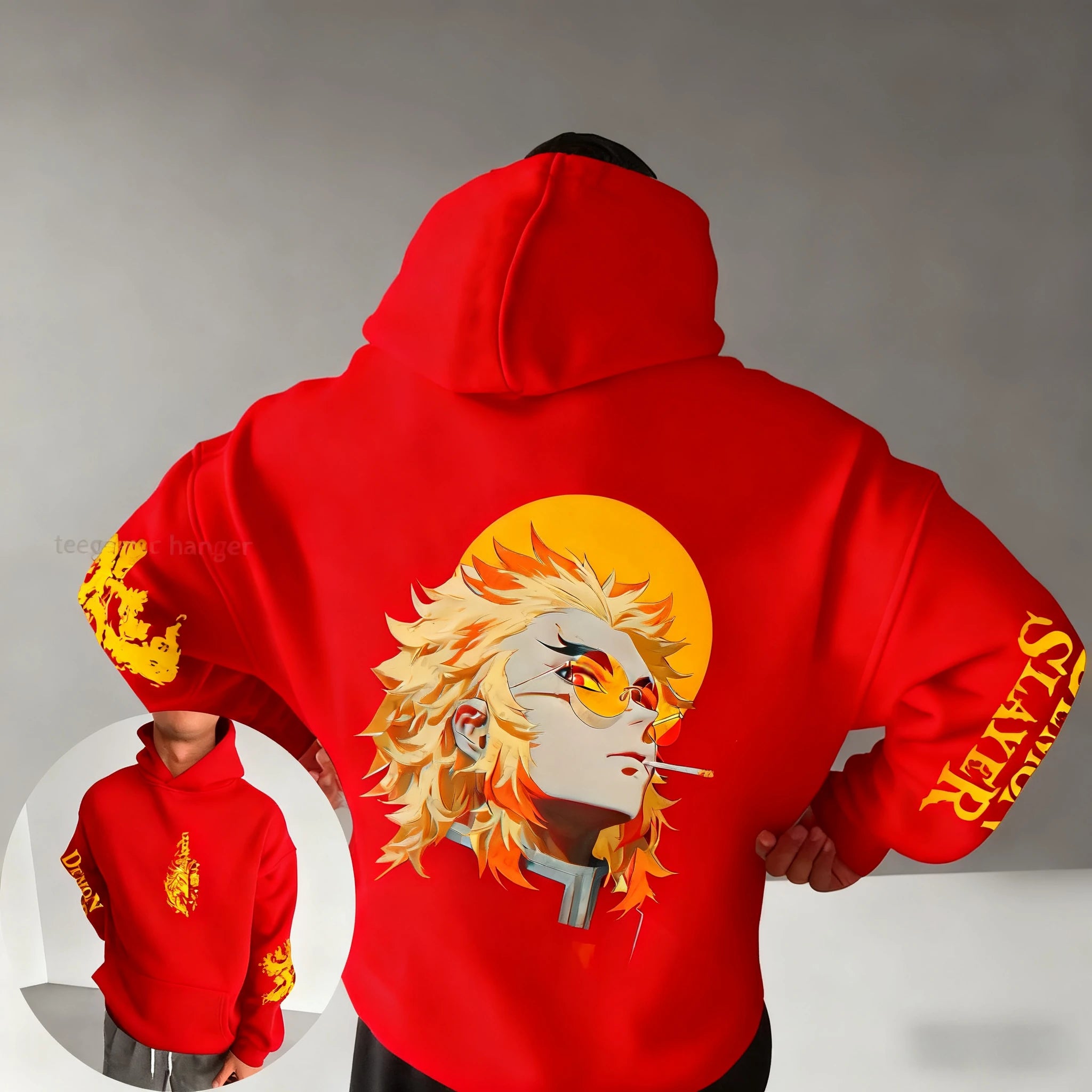 Demon Slayer Anime Autumn/Winter Men's New Rengoku Kyoujurou Printed Loose Casual Harajuku Parent Child Sweater Top