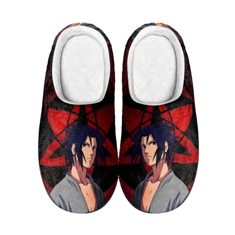 Anime Naruto Men Slippers Winter Warm Cotton Slippers Male Flats Soft Non-slip Slides Household Indoor Slippers Plus Size Gift