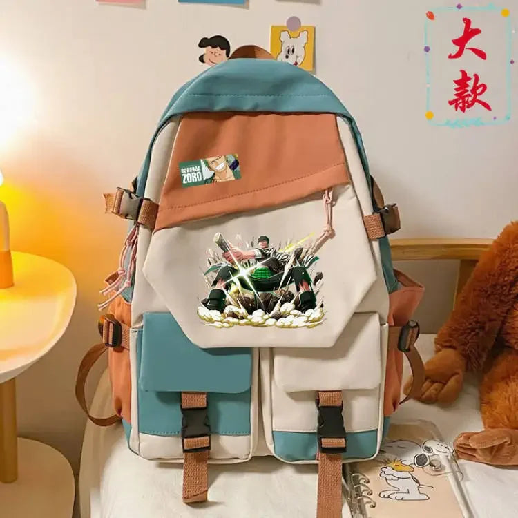 anime One Piece Luffy Zoro anime backpack large capacity student school bag male campus Korean version backpack birthday gift