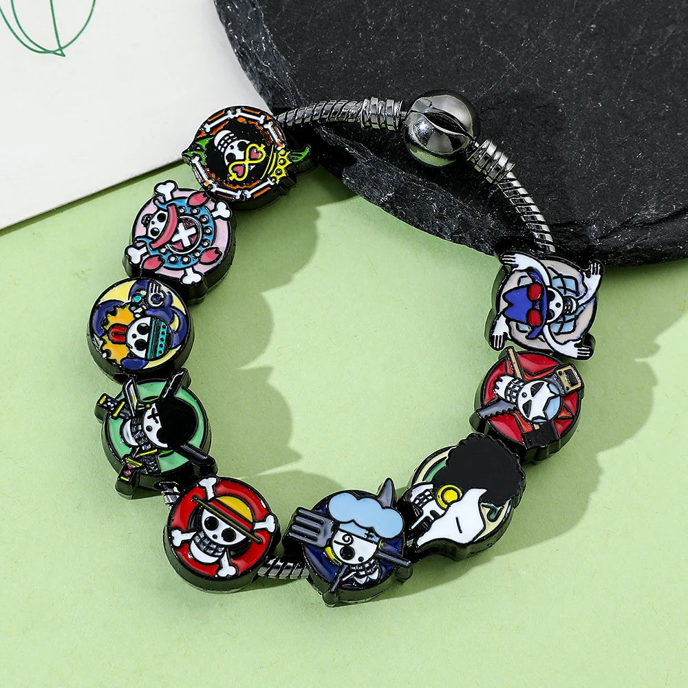 Anime Charms Bracelet Skull, DIY Pendant Bangle, Vintage Bracelet