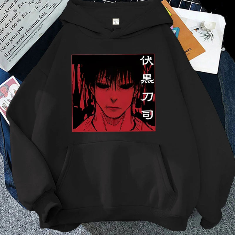Fashion Unisex Hoodies Anime Fushiguro Toji Printed Hooded Seatshirts Streetwear Casual Pullover Tops