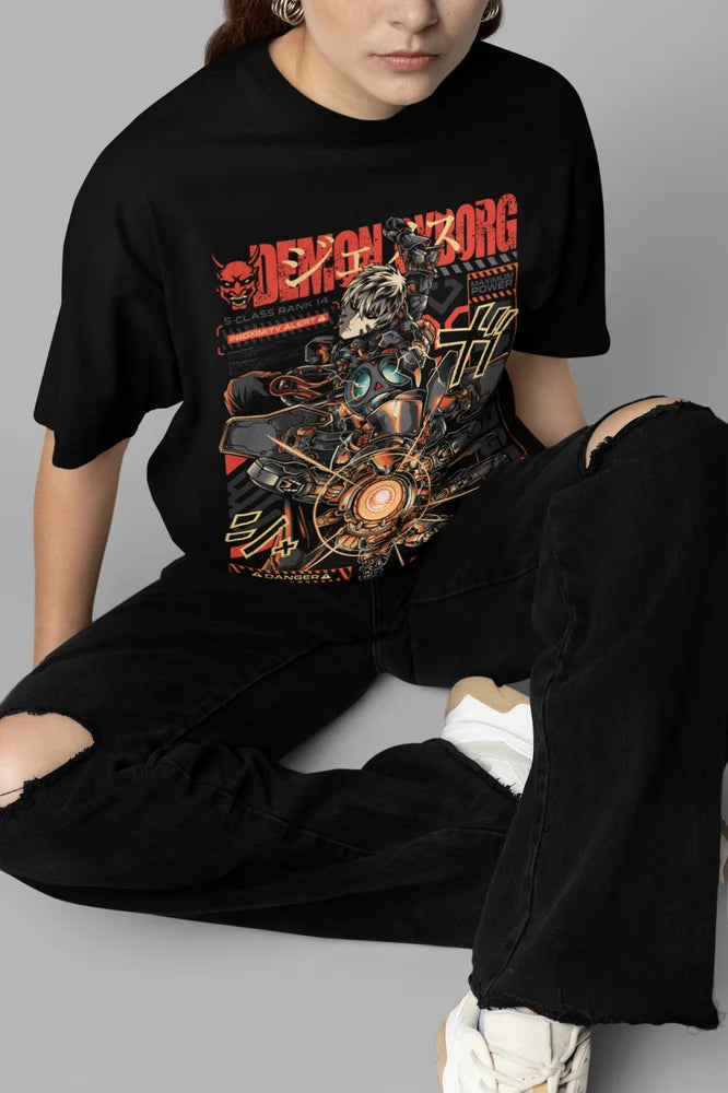 Anime One Punch Man Tshirt Genos Fubuki Shirt OK T-Shirt Saitama Garou Tee