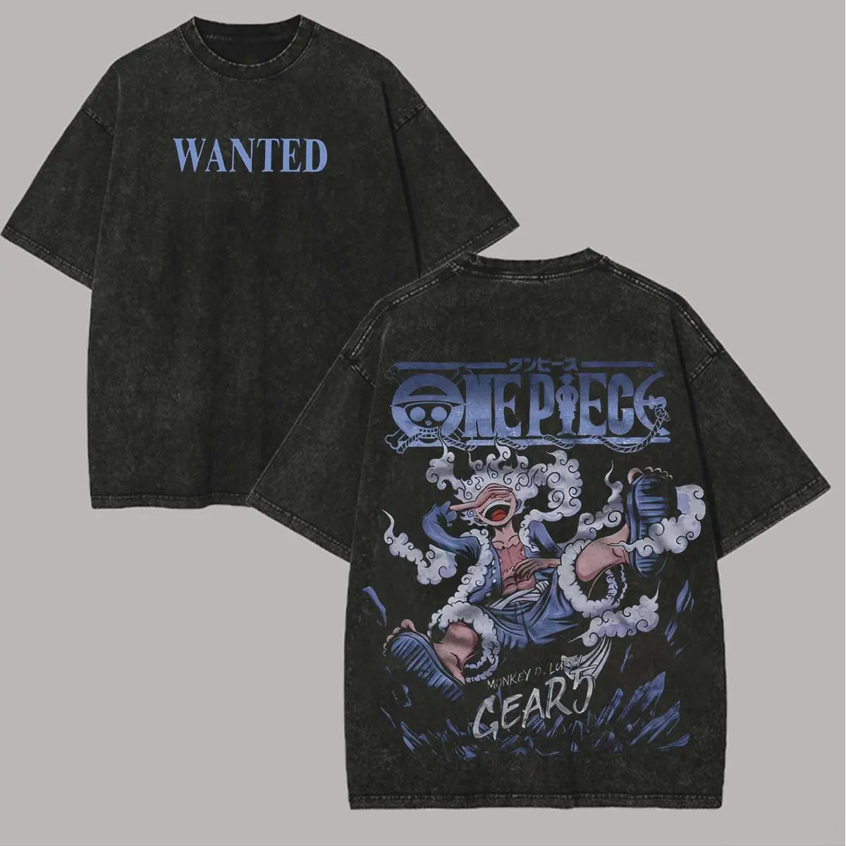 Anime One Piece Vintage Washed T Shirt Men Women Graphic Print Cotton Streetwear Short Sleeve Tee Casual Tops Summer Y2k