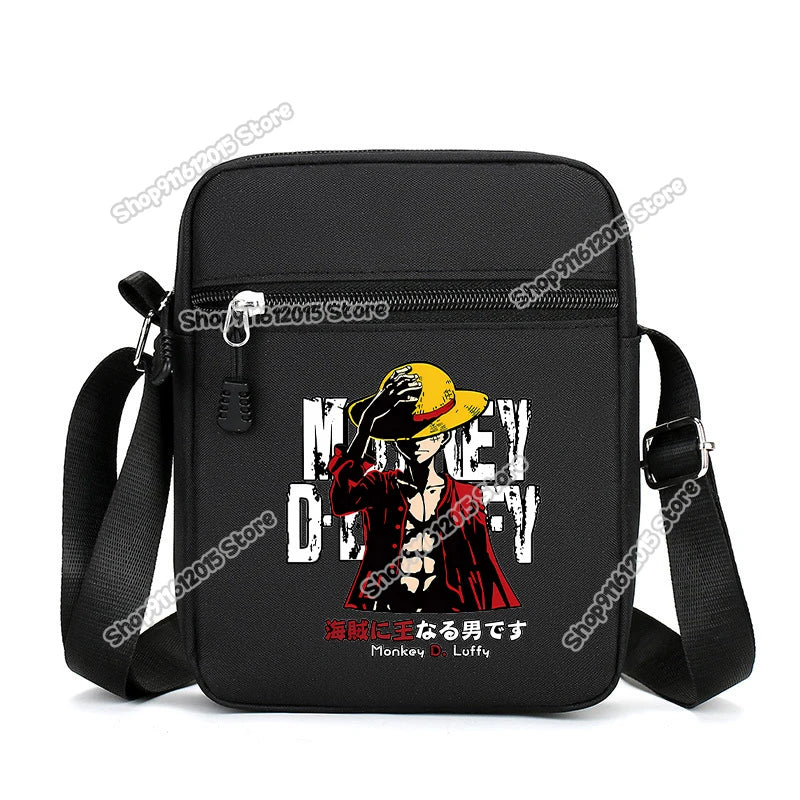 One Piece Men Shoulder Bag Anime Luffy Zoro Boy Oxford Cloth Crossbody Zipper Messenger Bags Outdoor Travel Small Phone Pouch