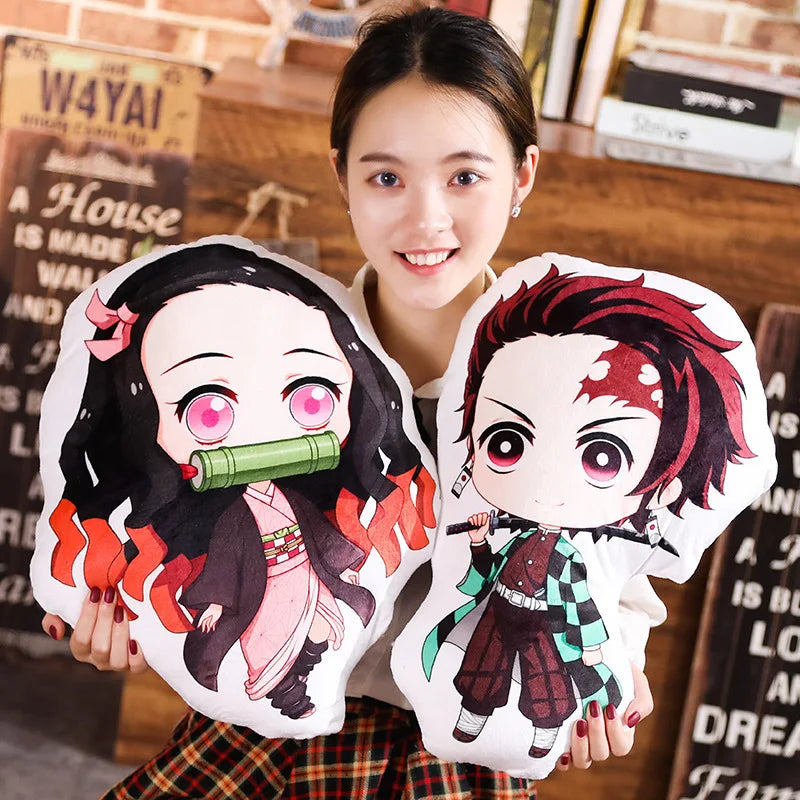 Tanjiro & Nezuko Plush Pillow – Demon Slayer Anime Cushion