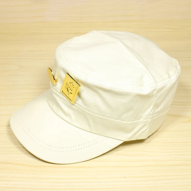 Anime Jotaro Kujo Cap Hat+Badge Animation Around Giorno Giovanna Cosplay Costume White Hat Birthday Gift