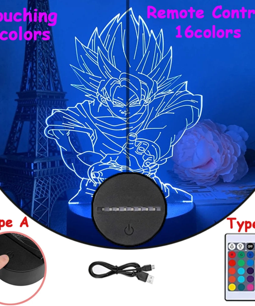 Dragon Ball Z Anime Figures 3D LED Light Childhood Desk Lamp Goku Figure Vegeta Gohan Anime Figures Room Decor Birthday Gift