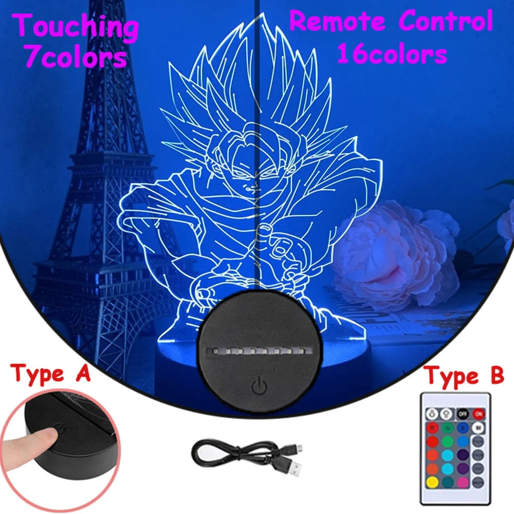 Dragon Ball Z Anime Figures 3D LED Light Childhood Desk Lamp Goku Figure Vegeta Gohan Anime Figures Room Decor Birthday Gift