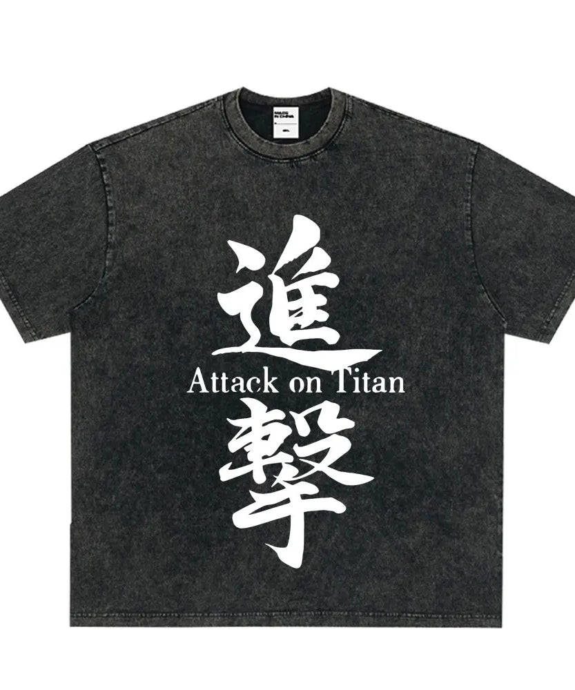 Summer Wears Anime Anime Attack on Titan Classic Cotton T-shirts New Style Washed T-shirt Fashion Streetwears Men