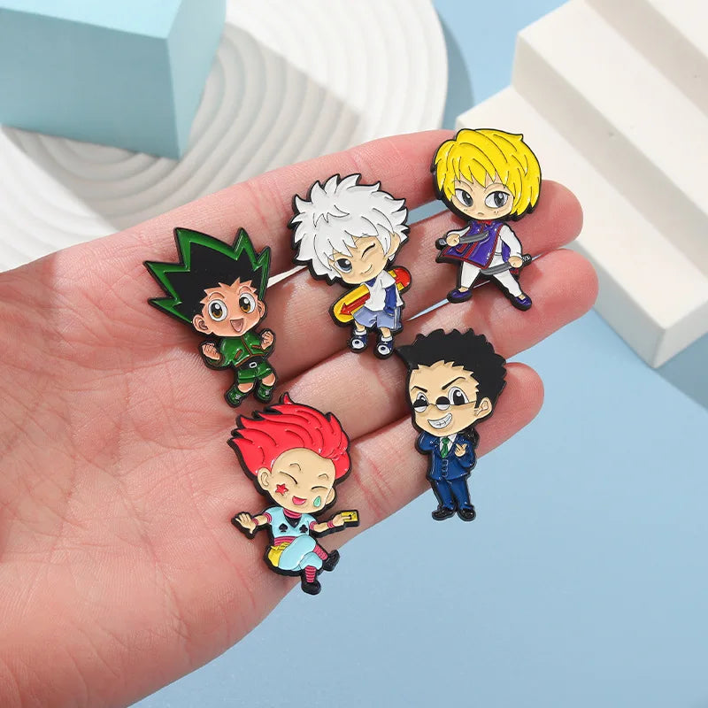 Hunters Enamel Pin Custom GON Killua Kurapika Leorio Hisoka Brooch Lapel Badge Anime Jewelry Gift for Fans