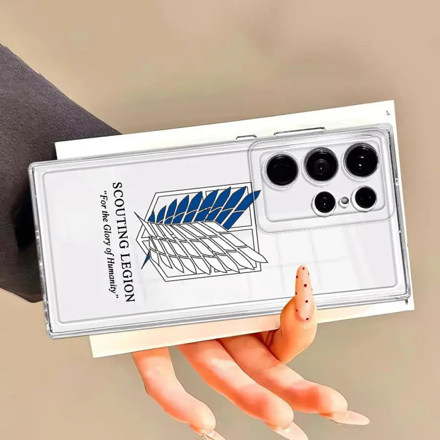 Clear Soft Case for Samsung Galaxy Note 10 20 Ultra S25 Ultra S21 S23 S24 FE S10 Plus S22 S20 Attack On T-Titan Logo