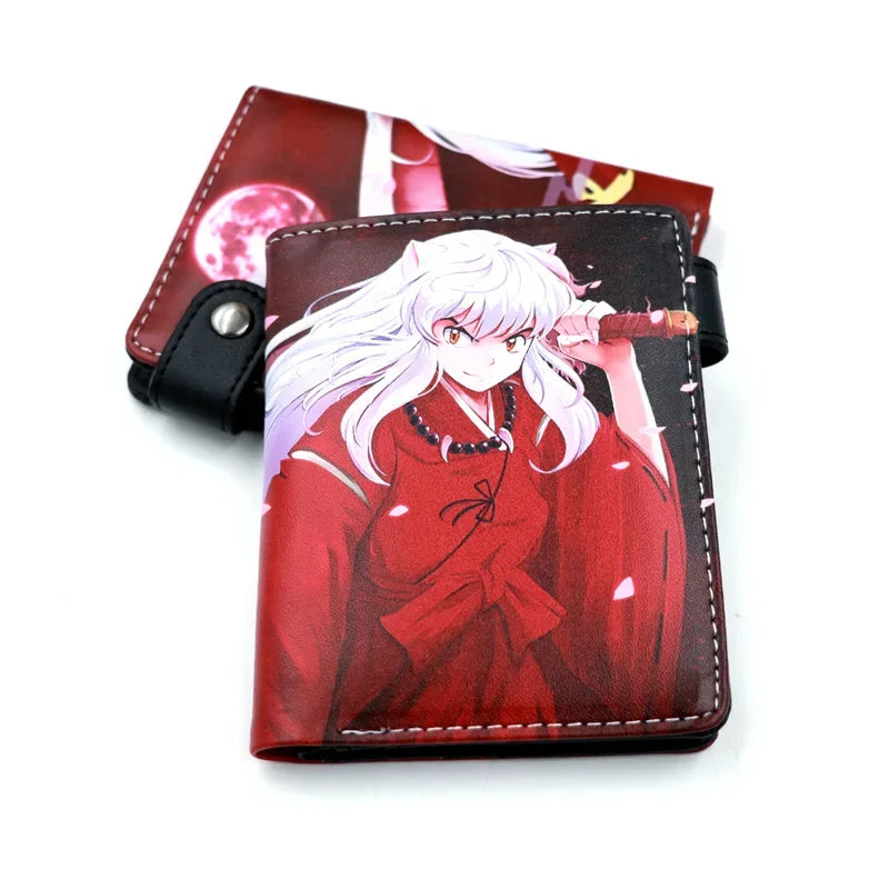Anime Sesshoumaru Button Wallet Inuyasha Coin Card Men Purse