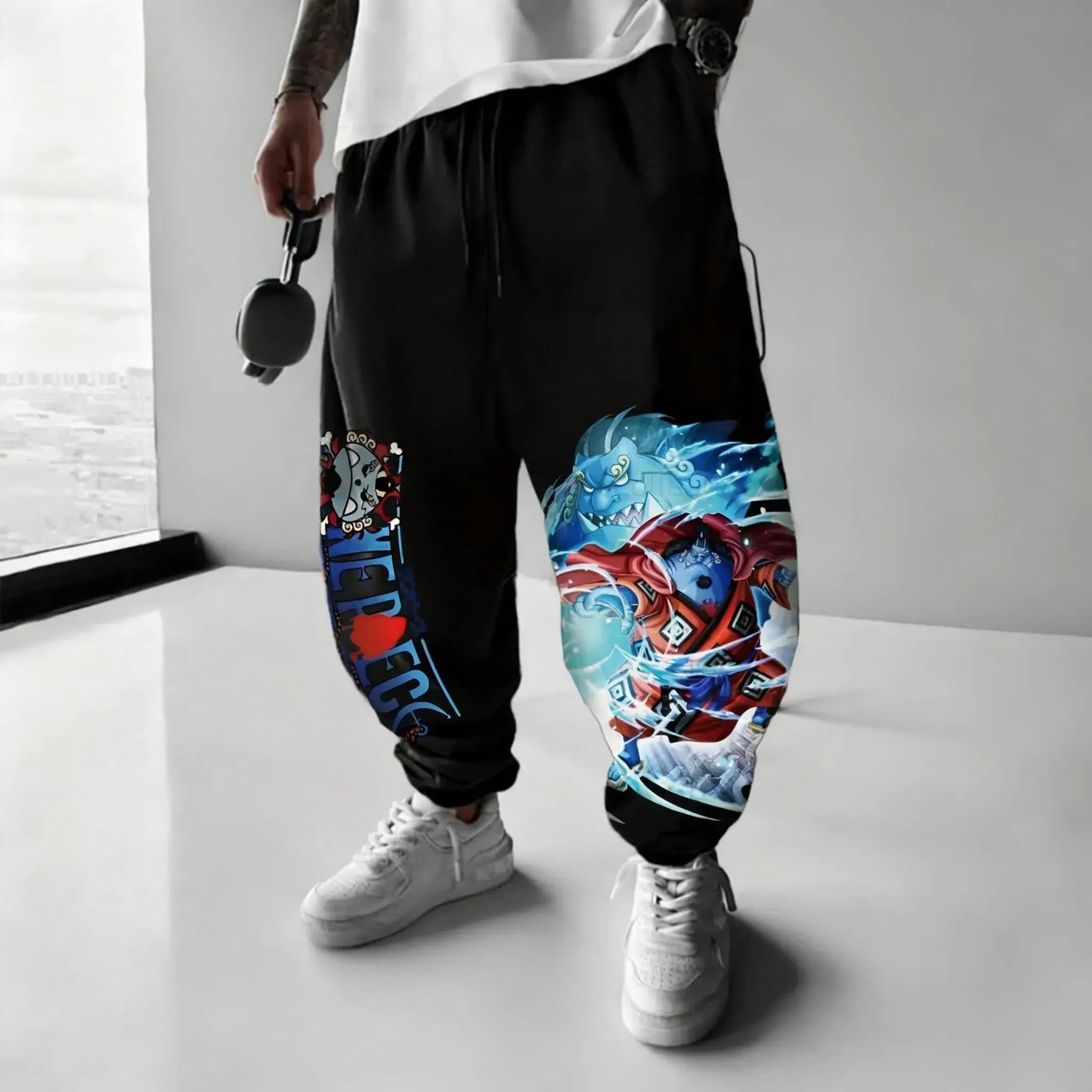 Streetwear One Piece Anime Men Joggers Pants Luffy Graphic Print Sweatpants Loose Casual Sportswear Spring Autumn Trousers