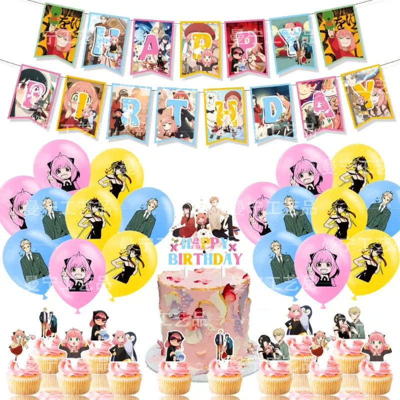 Spy X Family Birthday Decoration Foil Balloon Disposable Tableware Set Anya Yor Forger Twilight for Kids Birthday Party Supplies