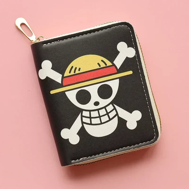 Anime One Piece Wallet Luffy Straw Hat Pirates Men's Short Wallet Multi-function Multi-card Slot Wallet Kids Gifts Men Gifts