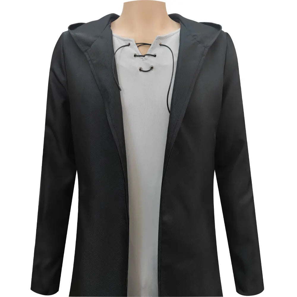 Eren Jaeger Cosplay Costume Anime Titan Costume Wig Cosplay Eren Yeager Black Hooded Trench T-shirt Pants Halloween Clothes