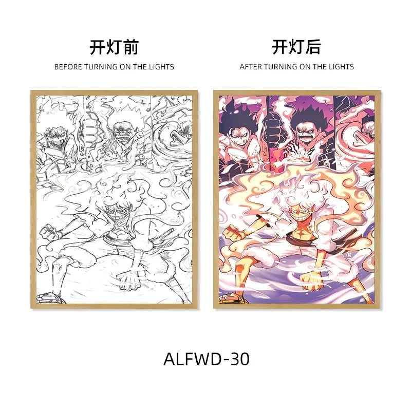 Sun God Nika Luffy Light-Up Frame – One Piece LED Desktop Decor