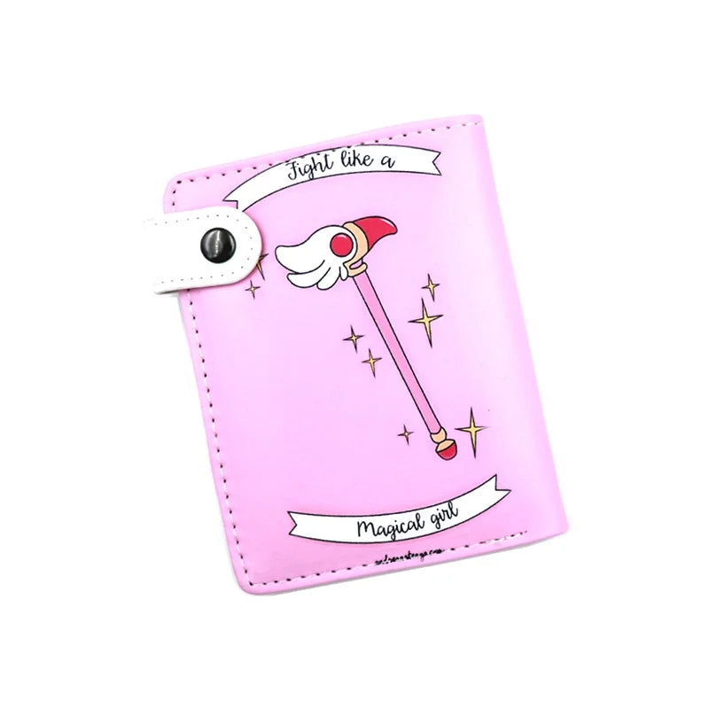 Anime Card Captor SAKURA Short PU Leather Wallet Cute Purse with Coin Pocket for Girls Boys Gift