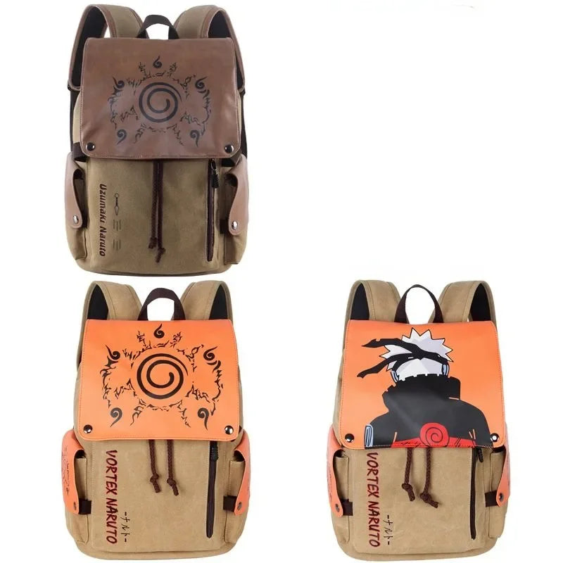 Naruto Creative Animation Peripheral Naruto Canvas Backpack Large Capacity Student School Bag Portable Backpack Gift