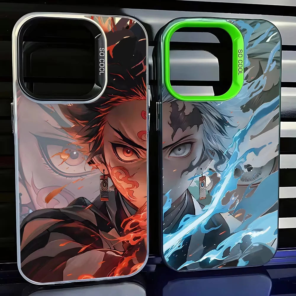 Anime D-Demon S-Slayer Plating Phone Case For Samsung Galaxy A14 A15 5G S21 S22 S23 S24 5G FE Plus Ultra A25 A35 A52 A53 A54 A55