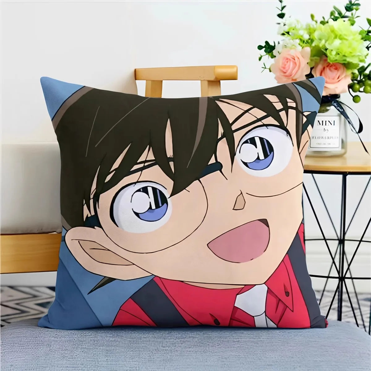Detective Conan Pillowcase – Soft Anime Cushion Cover with Zipper for Sofa & Bedroom Decor