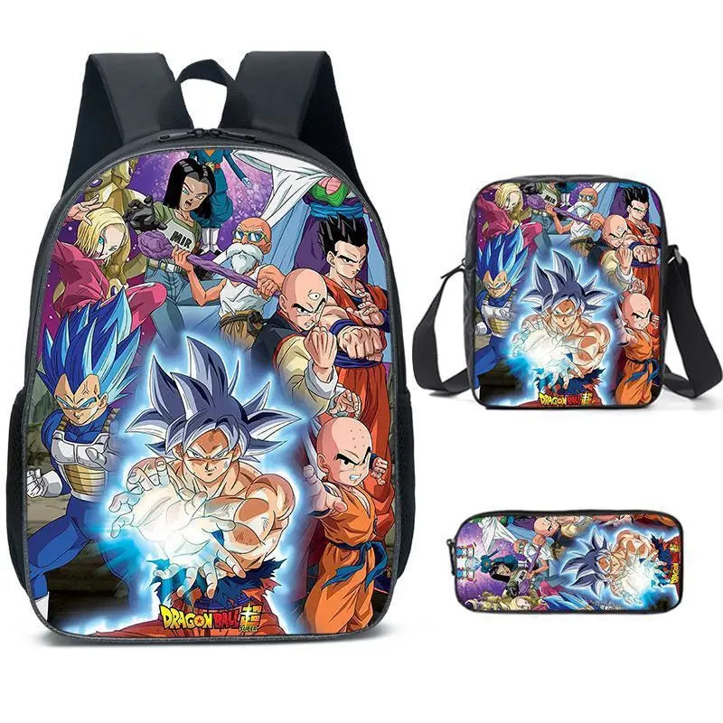Dragon Ball Anime Goku Vegeta Frieza Large Capacity Cool Student School Bag Lunch Bag Pencil Bag Three-piece Set Gift