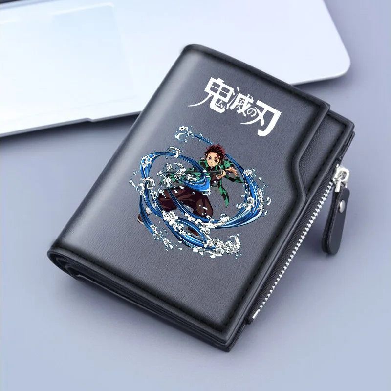 Demon Slayer Wallet Anime Coin Purse Men Credit Card Holder Boy Student Fashion Short Trifold Money Key Storage Pouch