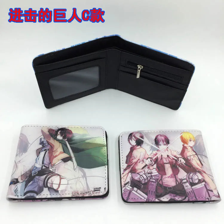 Attack on Titan Short Men Wallet Levi Survey Corps Men's Women's Coin Purse Scout Regiment Money Bag