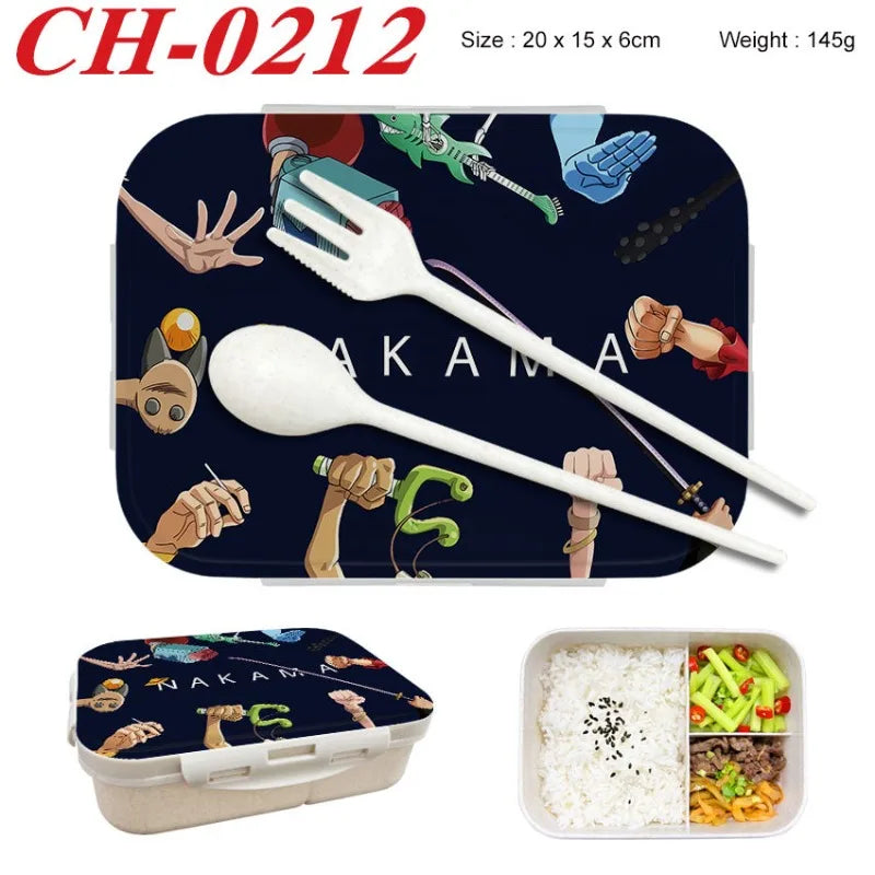 Anime One Piece Student Divided Bento Box Office Worker Light Lunch Box with Lid Style Wheat Straw Insulated Lunch Box