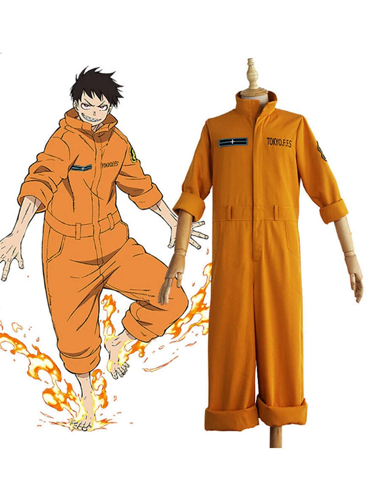 Anime Fire Force Shinra Kusakabe Cosplay Costume Jumpsuit Jumpsuit Orange Team Uniform Suit Arthur Boyle Man Halloween Costume
