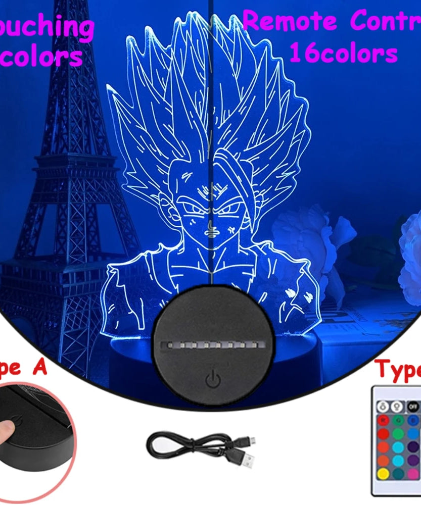 Dragon Ball Z Anime Figures 3D LED Light Childhood Desk Lamp Goku Figure Vegeta Gohan Anime Figures Room Decor Birthday Gift