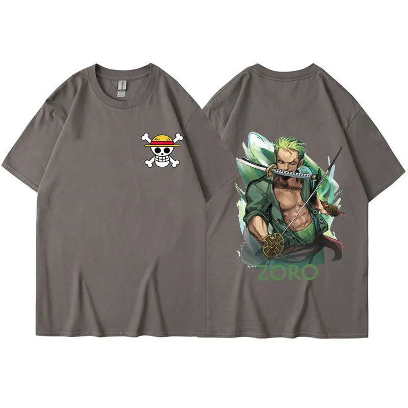 Anime ONE PIECE Sauron Printing Men's and Women's Loose Casual Short Sleeve One Piece Summer Couple T-Shirt Top Birthday