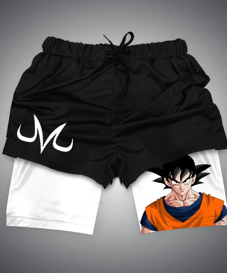 New Dragon Ball Son Goku Shorts Anime Men Double Layer Sports Short Pants Sportswear Jogger Breathable Beach Pants