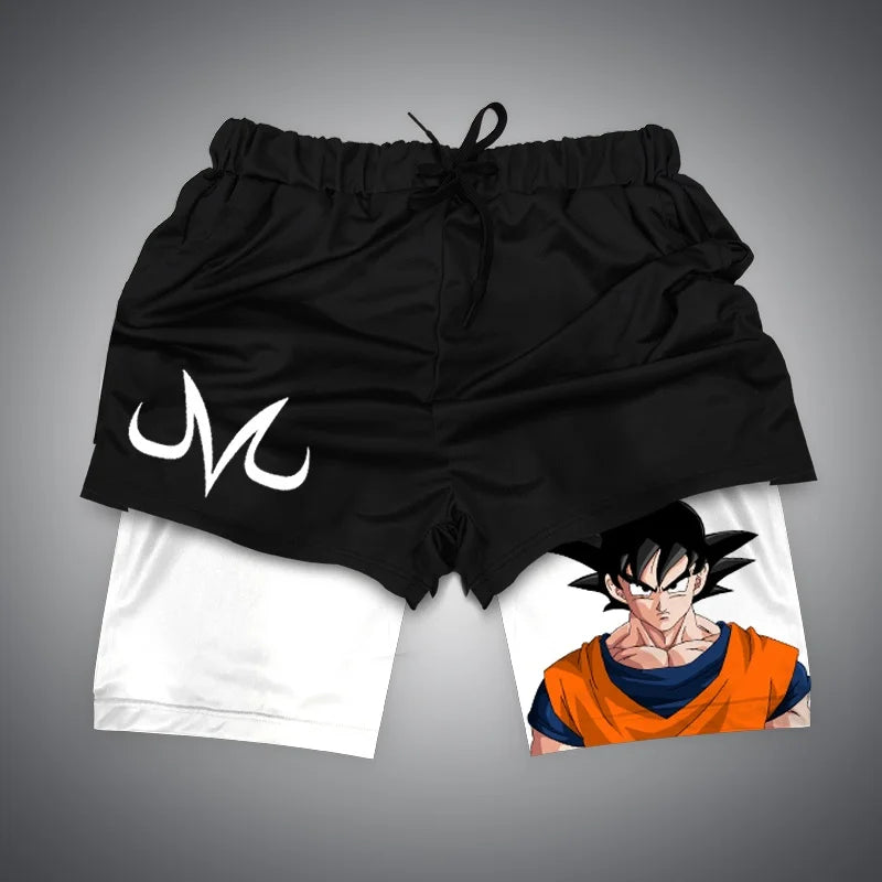 New Dragon Ball Son Goku Shorts Anime Men Double Layer Sports Short Pants Sportswear Jogger Breathable Beach Pants