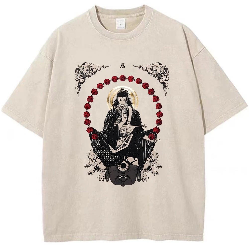 Jujutsu Kaisen Vintage Geto Suguru Oversized T-Shirt – Retro Streetwear Anime Tee