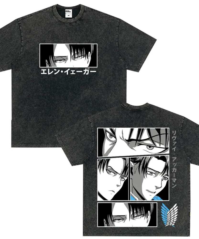 Tshirts Anime Attirtsack on Titan Washed T-shirt Vintage Wears Men Women Fashion Clothes tshirt for Teens