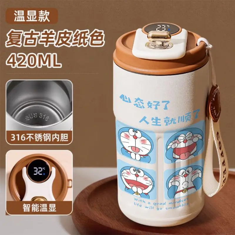 Doraemon Cartoon Thermos Mug – Cute Stainless Steel Coffee Cup for Home, Office & Travel