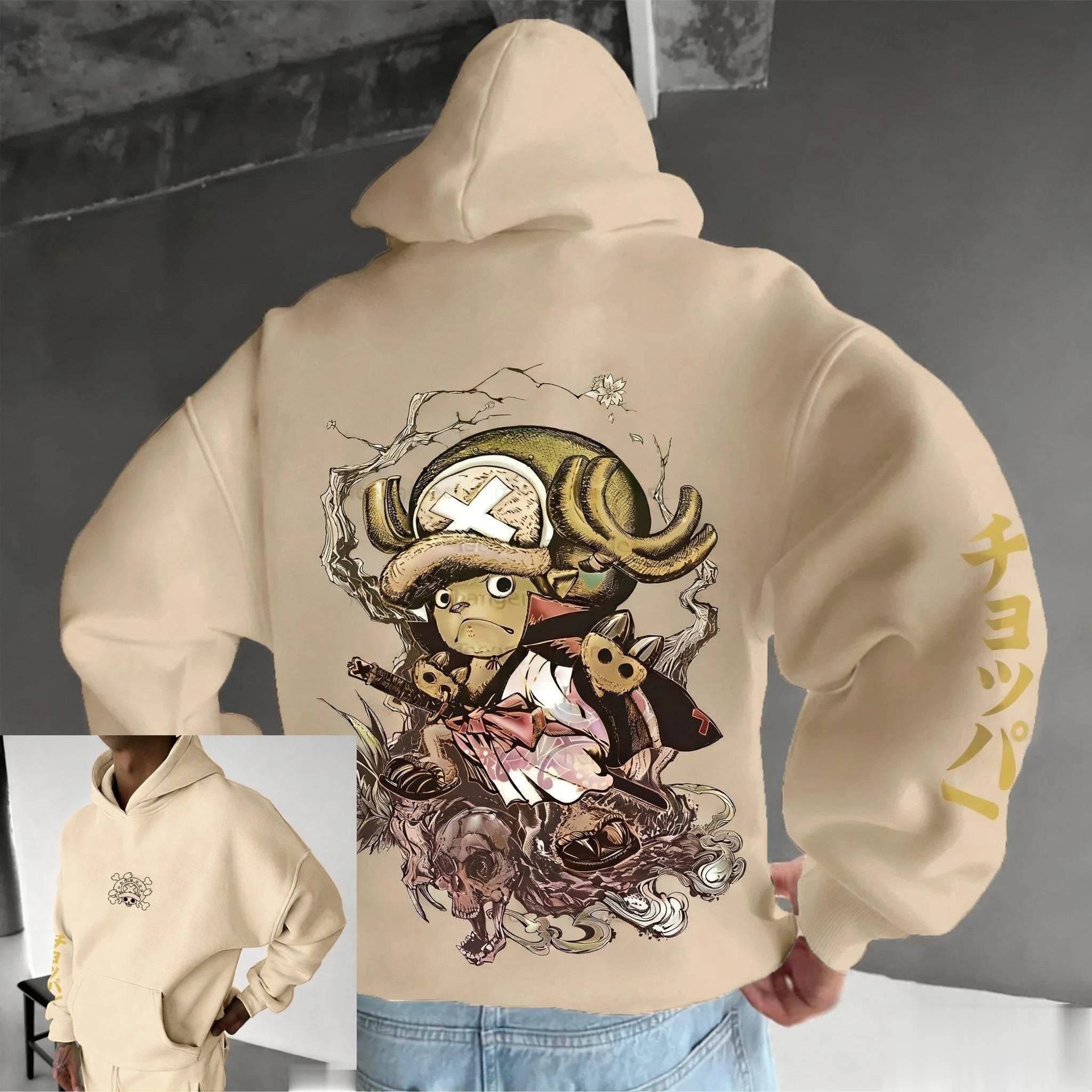 One Piece Chopper Graphic Pullover Hoodie Men Women New Autumn Winter Streetwear Oversized Casual Anime Print Hooded Sweatshirt