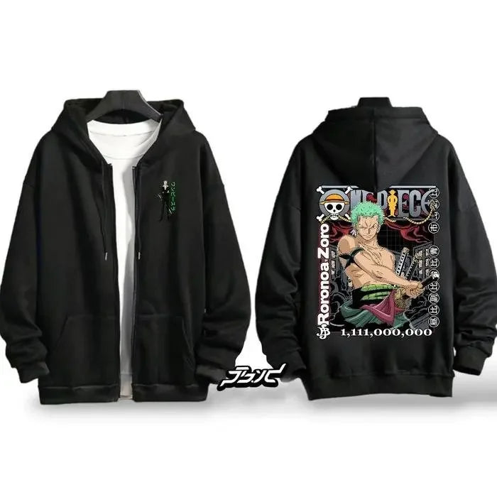 Autumn Winter One Piece Luffy Anime Hooded Jacket Men Women Zip Up Sweatshirt oversized Casual Streetwear Cosplay Graphic Hoodie