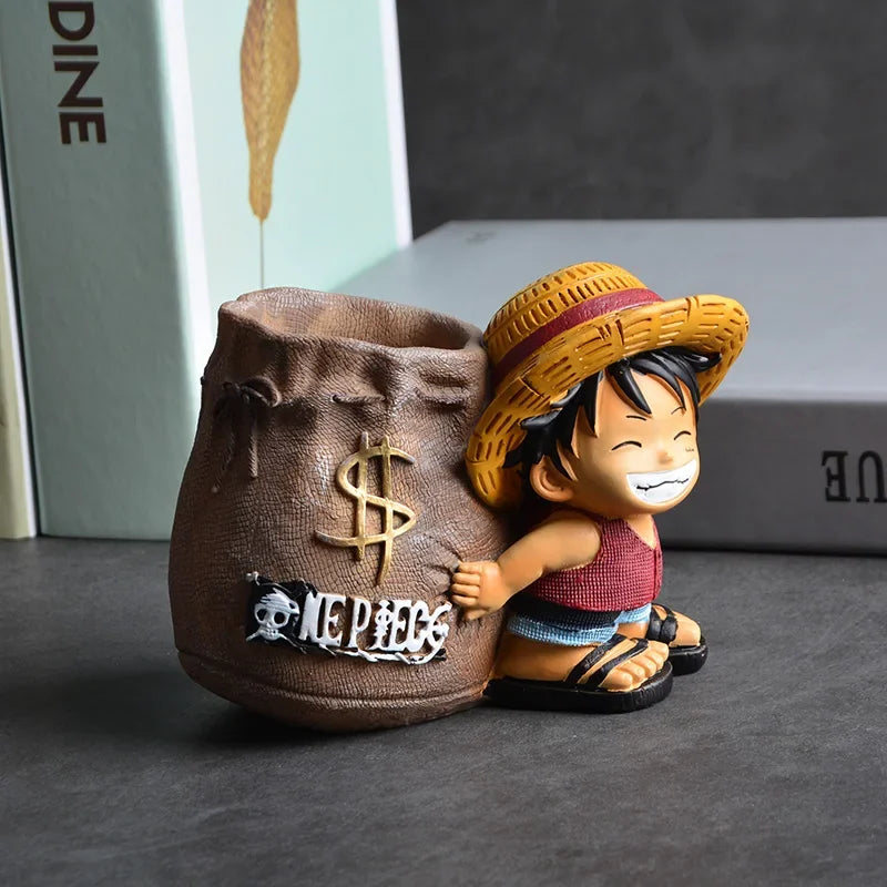 One Piece Luffy Resin Pen Holder – 10cm Desk Figure Organizer