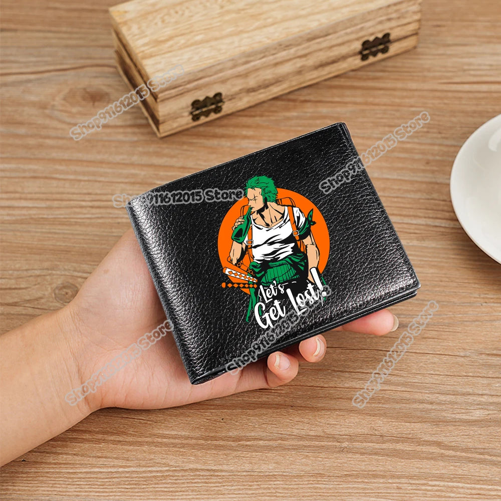 One Piece Pu Leather Wallet for Men Foldable Short Wallets Luffy Zoro Chopper Coin Purse Man Multi-slot Credit ID Card Holder