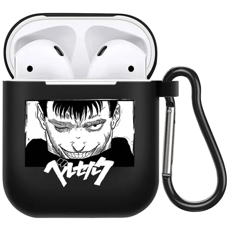 anime Berserk Guts Zodd Earphone Case For AirPods4 1 2 3 Pro Black Soft silicone wireless Bluetooth headphone case