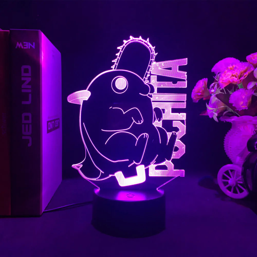 Anime Chainsaw Man Led Acrylic Stand Denji Power Makima Action Figure For Kids Bedroom Decor Nightlight Birthday