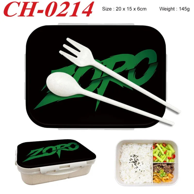 Anime One Piece Student Divided Bento Box Office Worker Light Lunch Box with Lid Style Wheat Straw Insulated Lunch Box