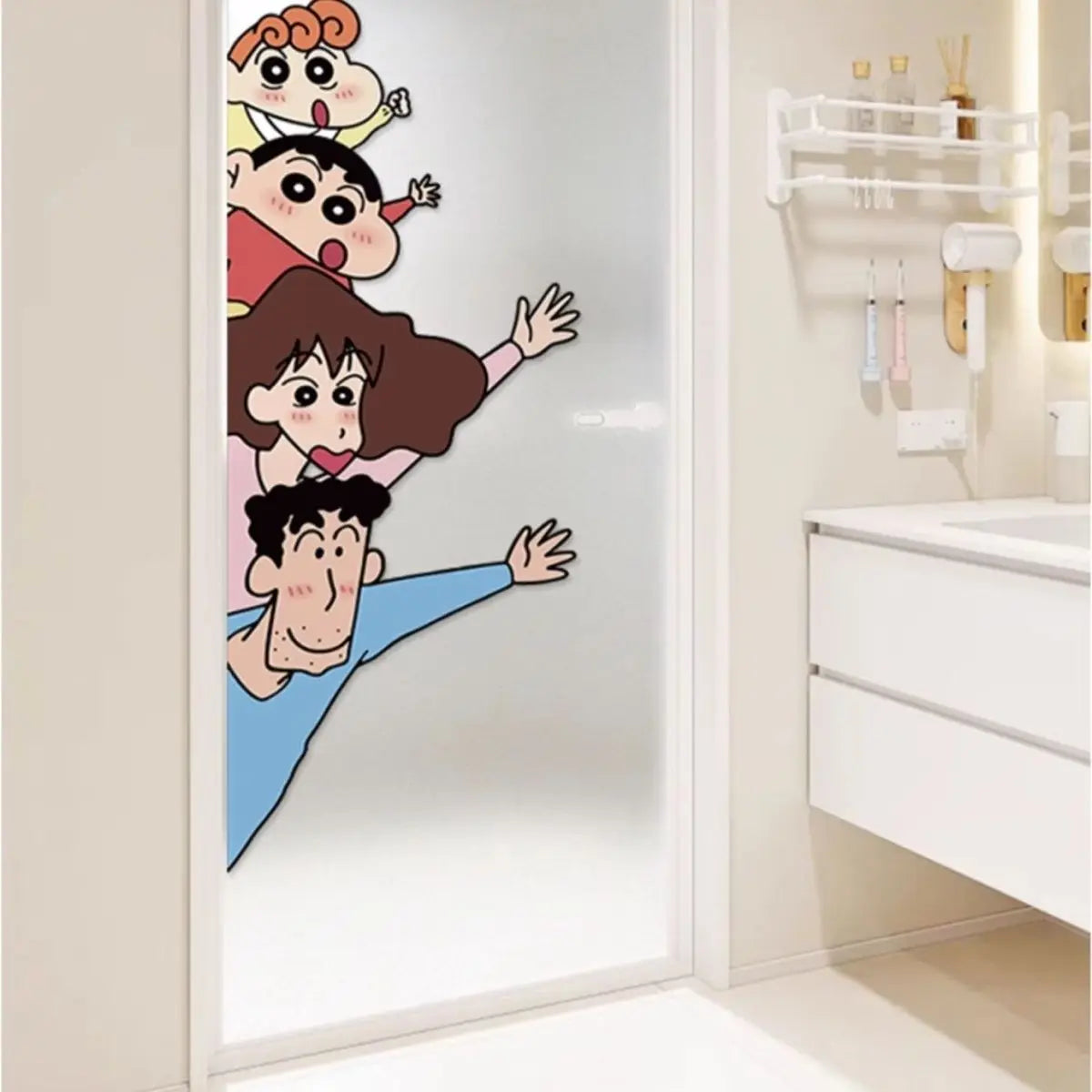Ins style Crayon Shin chan Wall Stickers Cute and Funny Anime Glass Window Stickers Shop Decoration Door Stickers