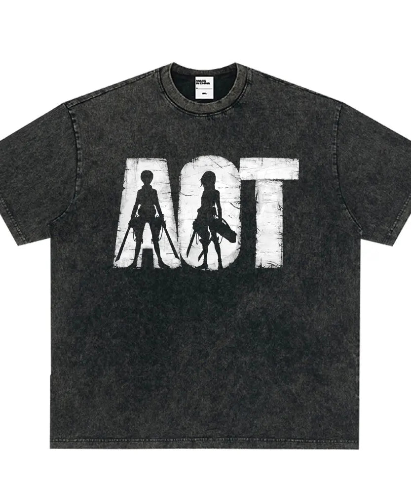 Tshirts Anime Attirtsack on Titan Washed T-shirt Vintage Wears Men Women Fashion Clothes tshirt for Teens