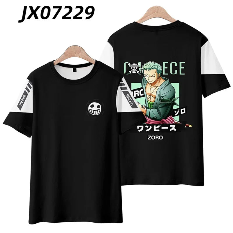 Anime Summer ONE PIECE T-Shirt Luffy Zoro 3D Print Clothes Female Male Fashion T Shirts Short Sleeves Casual Tops