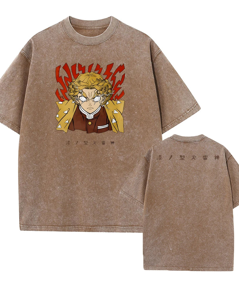 Vintage Demon Slayer Harajuku Tee – Oversized Anime Streetwear Unisex T-Shirt