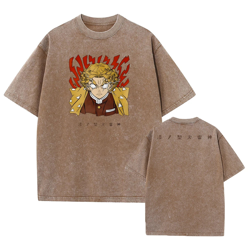 Vintage Demon Slayer Harajuku Tee – Oversized Anime Streetwear Unisex T-Shirt